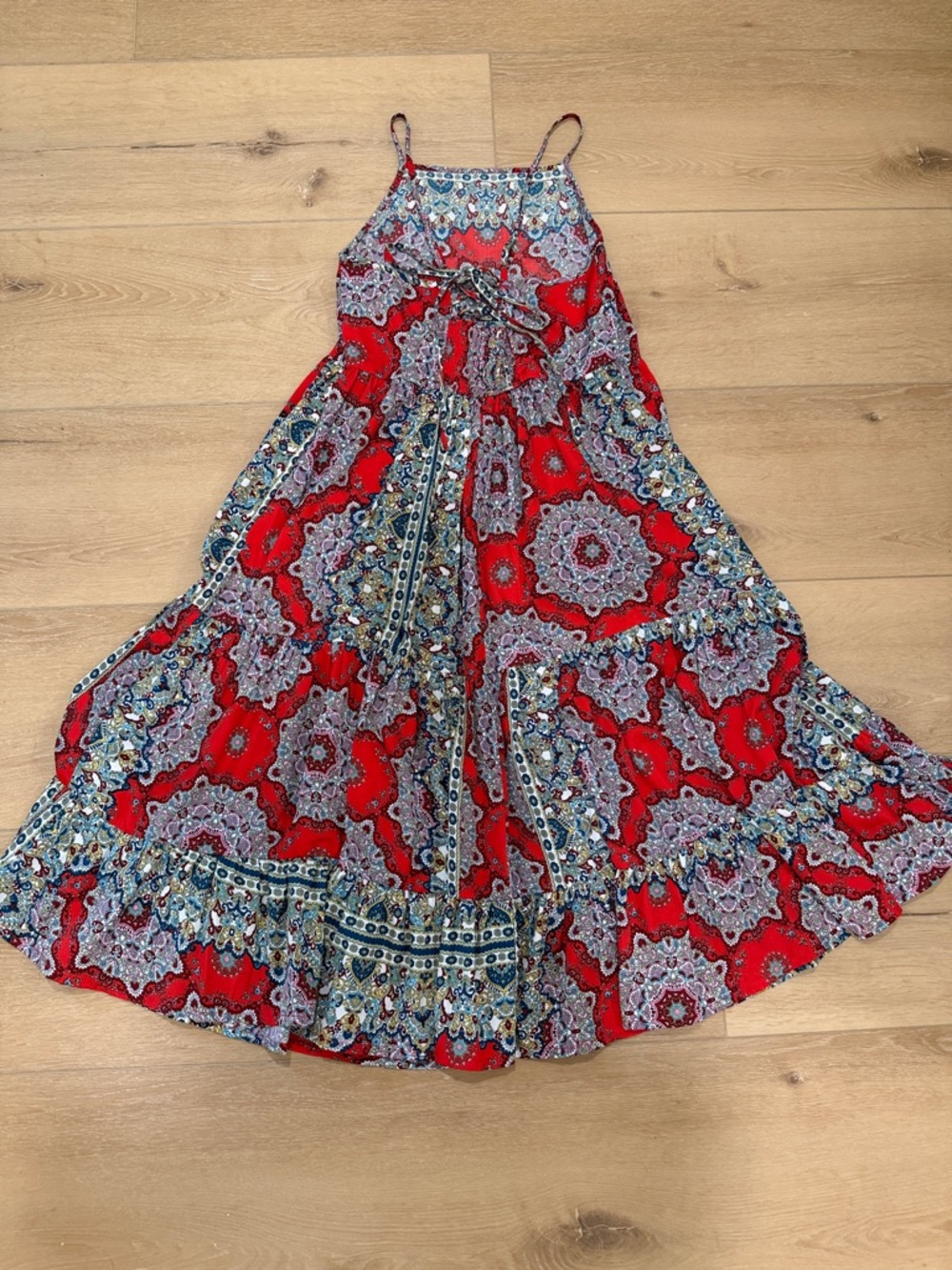 BOG Collective Red Boho Medallion Print Midi Dress - Picture 7 of 8